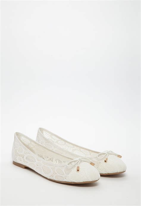 Lyst Forever 21 Floral Lace Ballet Flats In White