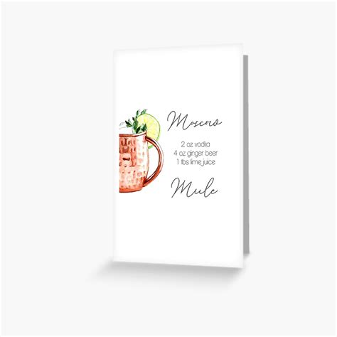 moscow mule recipe greeting card  sale  paperoni redbubble