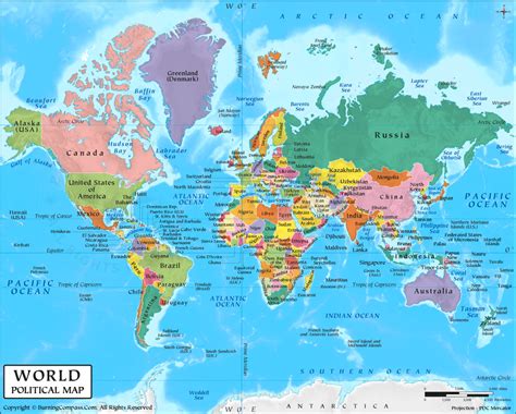 hand painted modern map   world political map