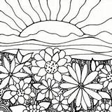 Sunset Coloring Pages Beach Getcolorings Island Color sketch template