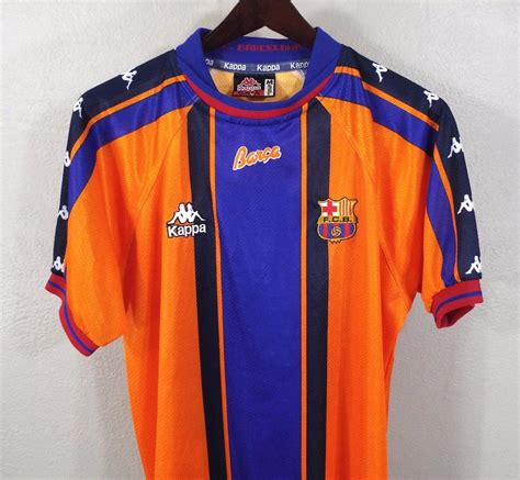 vintage fc barcelona soccer jersey medium kappa orange fcb barca spain retro