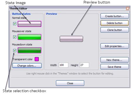 create buttons  theme editor
