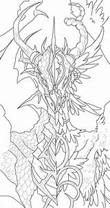 Coloring Demon Dragon Lineart Deviantart Angel sketch template