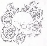 Skull Tattoo Roses Rose Drawing Coloring Pages Drawings Outline Skulls Sketch Printable Easy Heart Hearts Designs Tattoos Tatoo Color Book sketch template