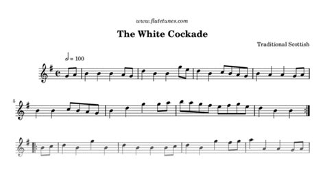 the white cockade trad scottish free flute sheet music