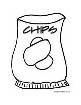 Chips Coloring Pages Bag Snacks Printable Snack Template Food Sketch Colormegood sketch template