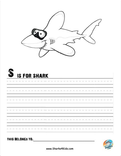 shark coloring sheet  writing activity
