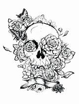Tattoo Roses Tatuaggi Adulti Erwachsene Colorear Tatouage Squelette Fur Malbuch Skulls Coloriages Justcolor Mort Tete Tatuaggio Colouring Tatovering Mostrare Bestcoloringpagesforkids sketch template