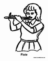 Flute Playing Girl Coloring Pages Colormegood Music sketch template