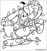 Christmas Donald Duck Lights Coloring Pages Color Coloringpagesonly sketch template