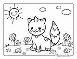 Cat Coloring Pages Garden Preschool Flowers Pdf Kids Easy Printable sketch template