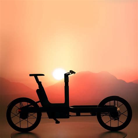 silhouette   electric bike   sunset sky  mountains