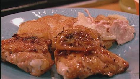 oven glazed apple lemon chicken with cordon bleu potatoes