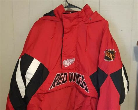 vintage detroit red wings nhl starter jacket pullover  zip hooded