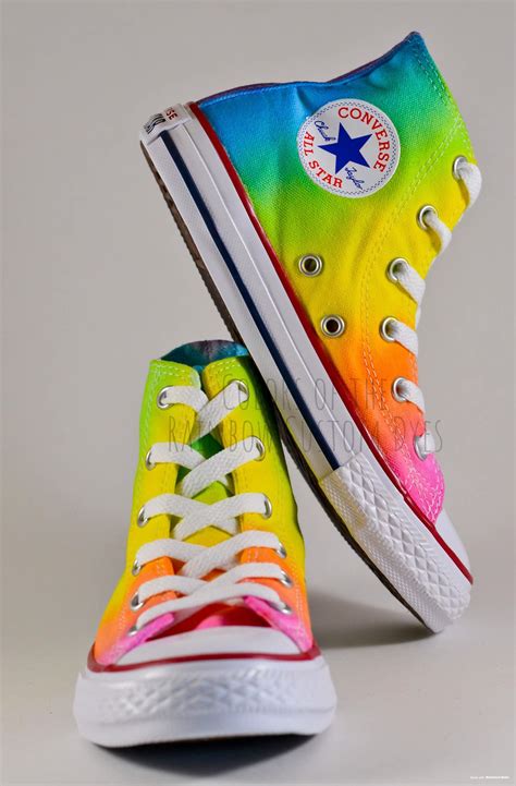 custom dyed neon rainbow converse  star high top shoes etsy dc