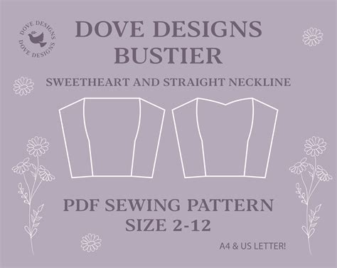 bustier  sewing pattern sweetheart straight neckline etsy uk