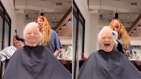 Stylist Colours Grandmas Hair In 3 Hues She Reacts Trending