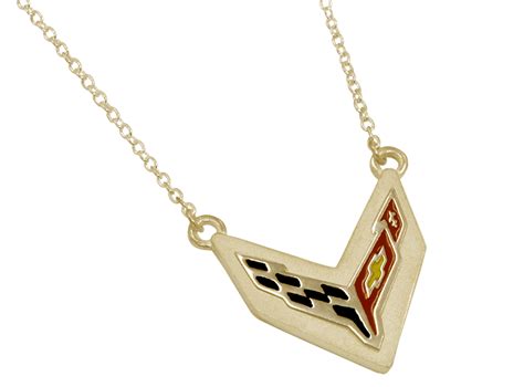 corvette emblem  gold necklace