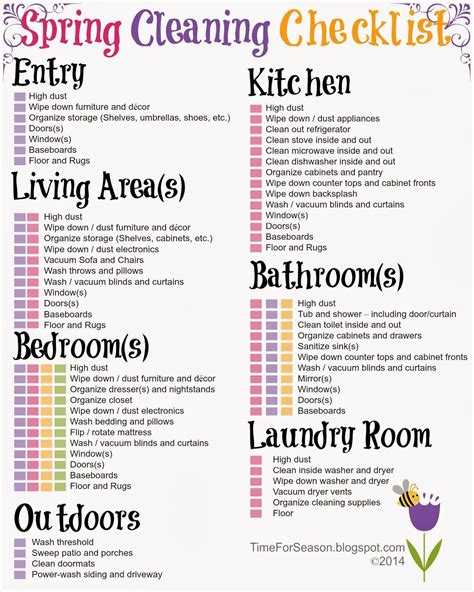 time  seasons  printable spring cleaning checklist spring