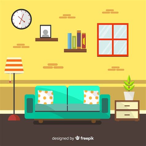 elegant living room interior  flat design  vector