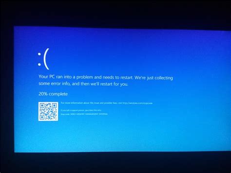 blue screen error with error message video memory management
