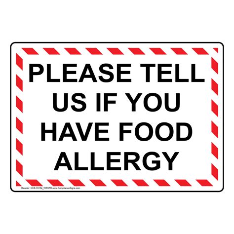 restaurant hospitality sign       food allergy