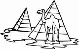 Coloring Camel Pyramid Kids sketch template
