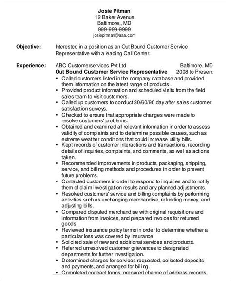 customer service representative resume   sample  format