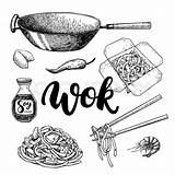 Wok Noodles Lettering Chopsticks Chop Nudel sketch template
