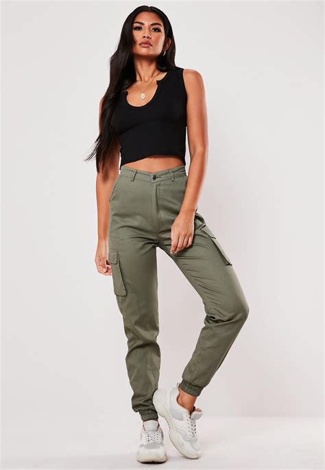 Missguided Khaki Plain Cargo Trousers Green Cargo Pants Outfit