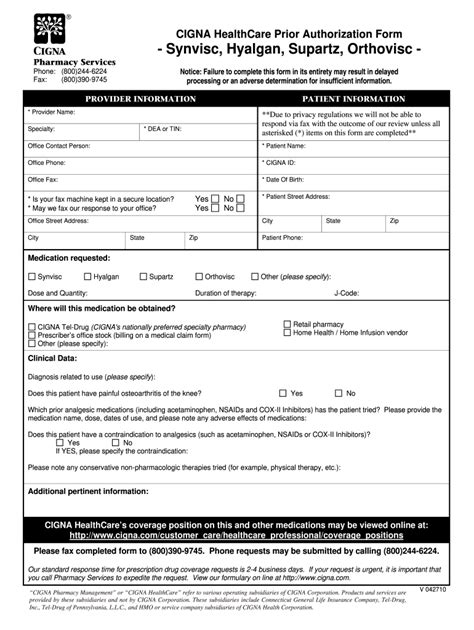 Cigna Orthovisc Prior Authorization Form Fill Out And Sign Online Dochub
