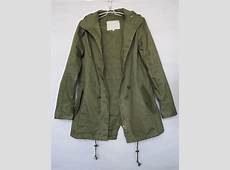 Women Solid Hooded ArmyGreen Cotton Blend Military Jacket Trench Parka