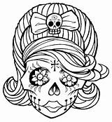 Skull Coloring Pages Printable Female Kids sketch template