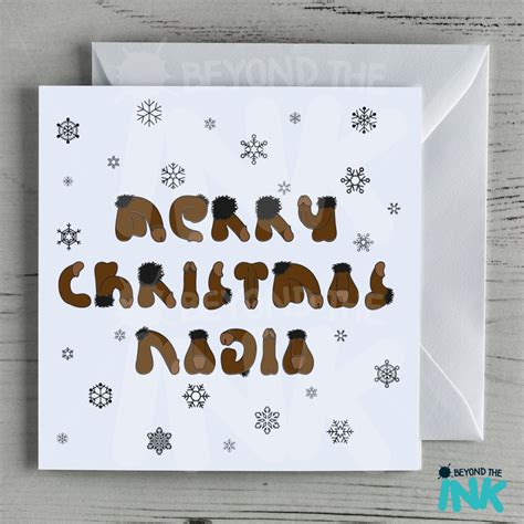 personalised rude willy christmas card black beyond the ink