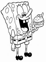 Spongebob Coloring Sponge Hamburger sketch template