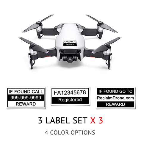 dji mavic air drone labels  sets faa registration