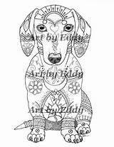 Coloring Dachshund Pages Dog Book Mandala Single Etsy Mandalas Sausage Dachshunds Animal Adults Drawing Color Adult Books Para Getdrawings Drawn sketch template