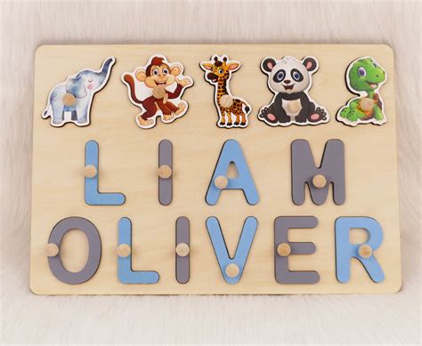 personalized baby  puzzle wooden  puzzle  etsy