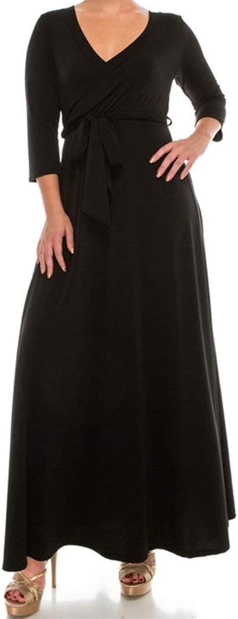 janette fashion plussize black faux wrap maxi dress at amazon women s