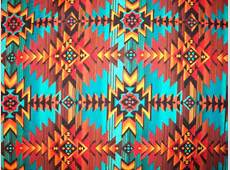 Traditonal Indian Navajo Teal Rust Tan Cotton Fabric by scizzors