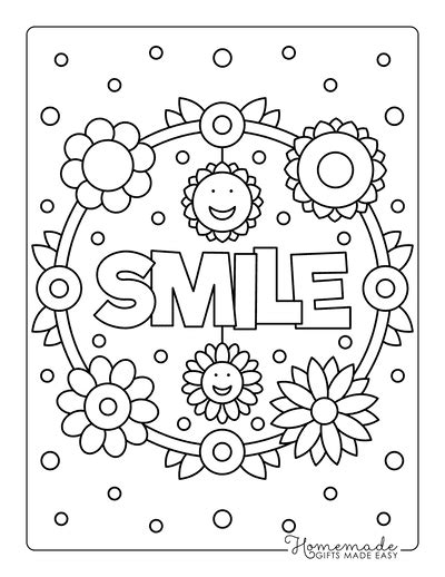 flower smile coloring page coloring pages