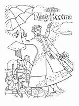 Poppins Coloring Mary Pages Printable sketch template