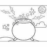 Cauldron Printable Witch Coloring Witches sketch template