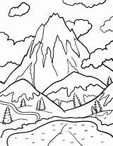 Coloring Mountains Pages Snow Capped Kids sketch template