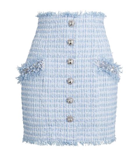 balmain blue tweed mini skirt harrods uk