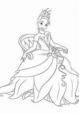 Tiana Coloring Princess Pages Printable Sitting Kids sketch template