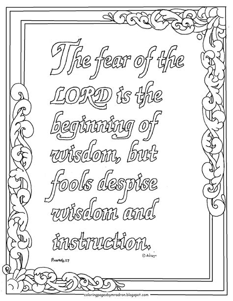 coloring pages  kids   adron proverbs   fear