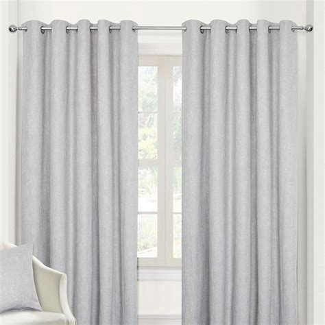 light grey heavy boucle textured blackout lined eyelet curtain pair