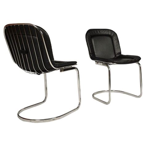 Mid Century Chrome And Leather Chairs By Gastone Rinaldi 1970s Set Of 2