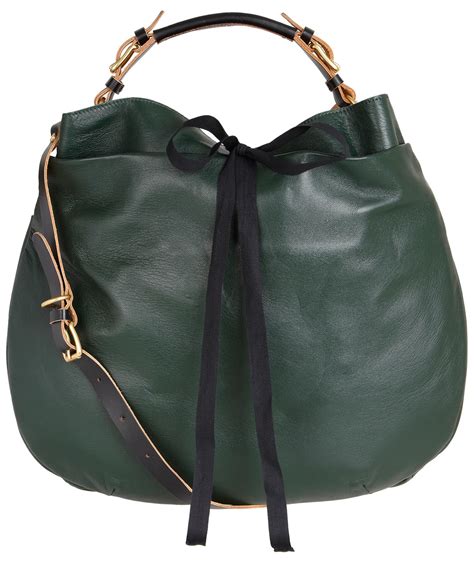 marni dark green leather bag  green lyst